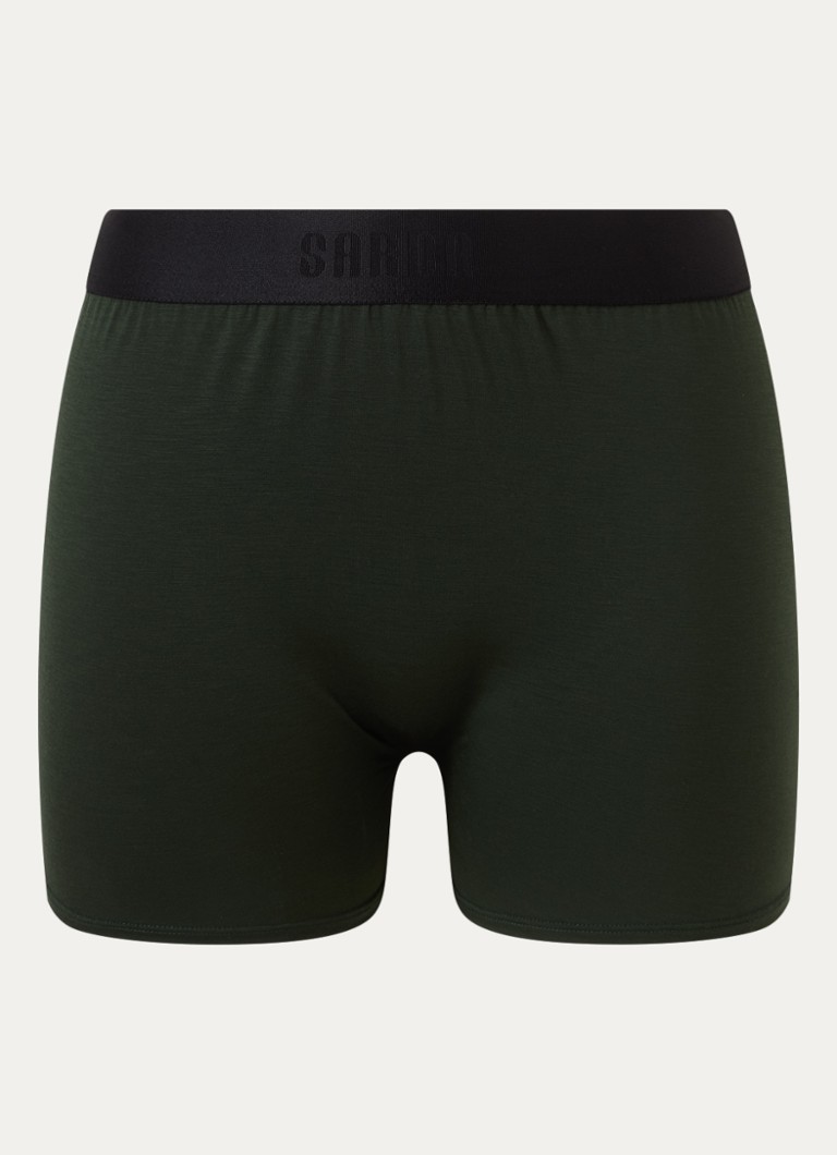 Sarda Dames Eliza high waist straight korte broek met logoband in de kleur Legergroen