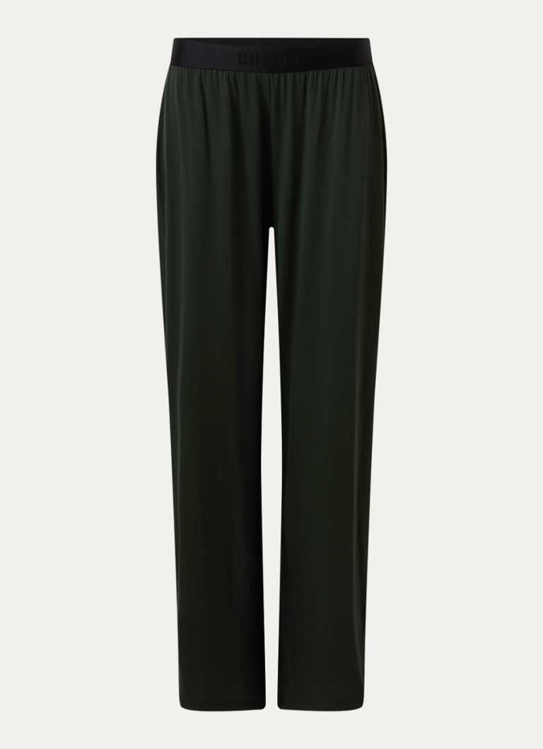 Sarda Dames Eliza high waist straight fit joggingbroek met logoband in de kleur Legergroen