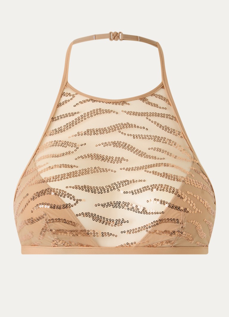 Sarda Dames Milhon bralette van mesh met pailletten in de kleur Beige