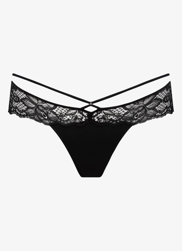 Sarda Dames Amelia tanga met kant in de kleur Zwart