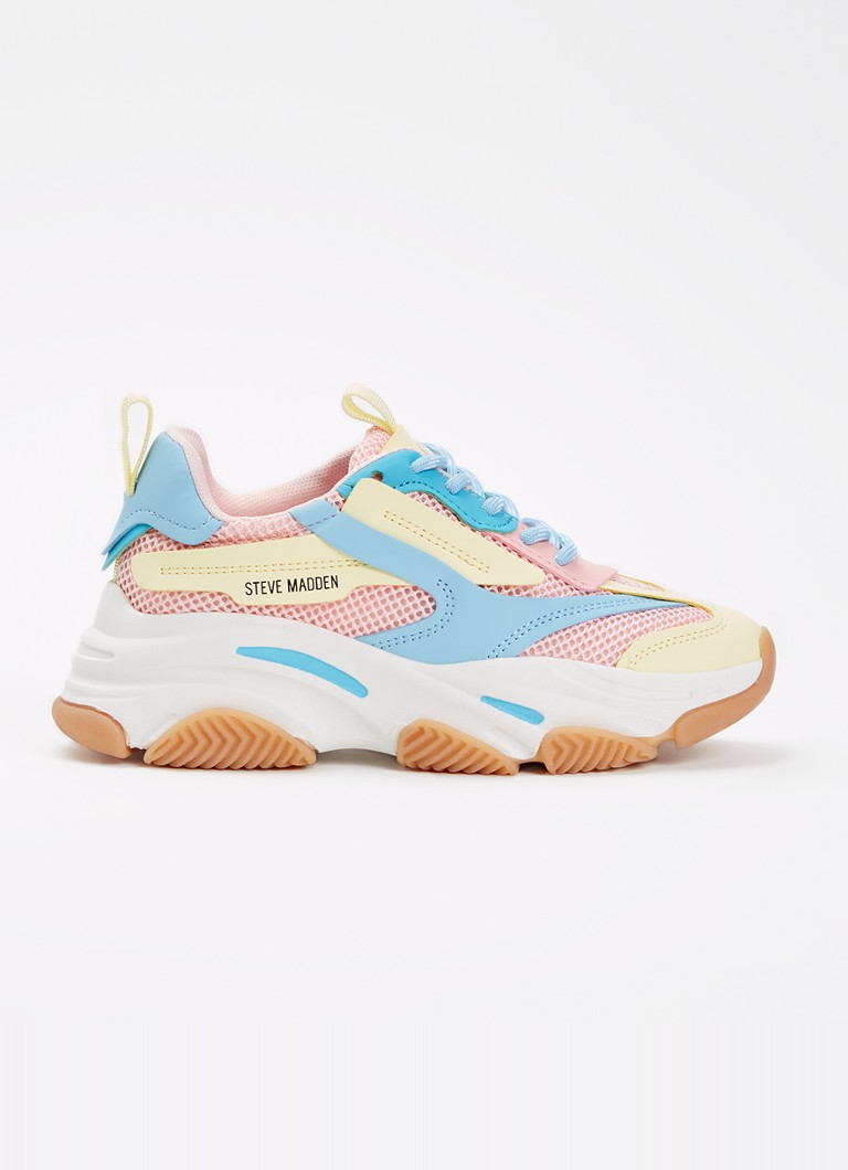 Steve Madden Dames Jpossession sneaker met mesh detail in de kleur Roze, maat: 33