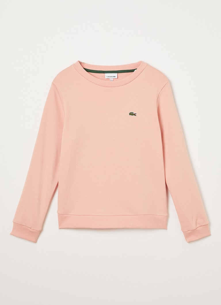 Lacoste Jongens French Terry sweater met logo in de kleur Zalmroze, maat: 14J=164