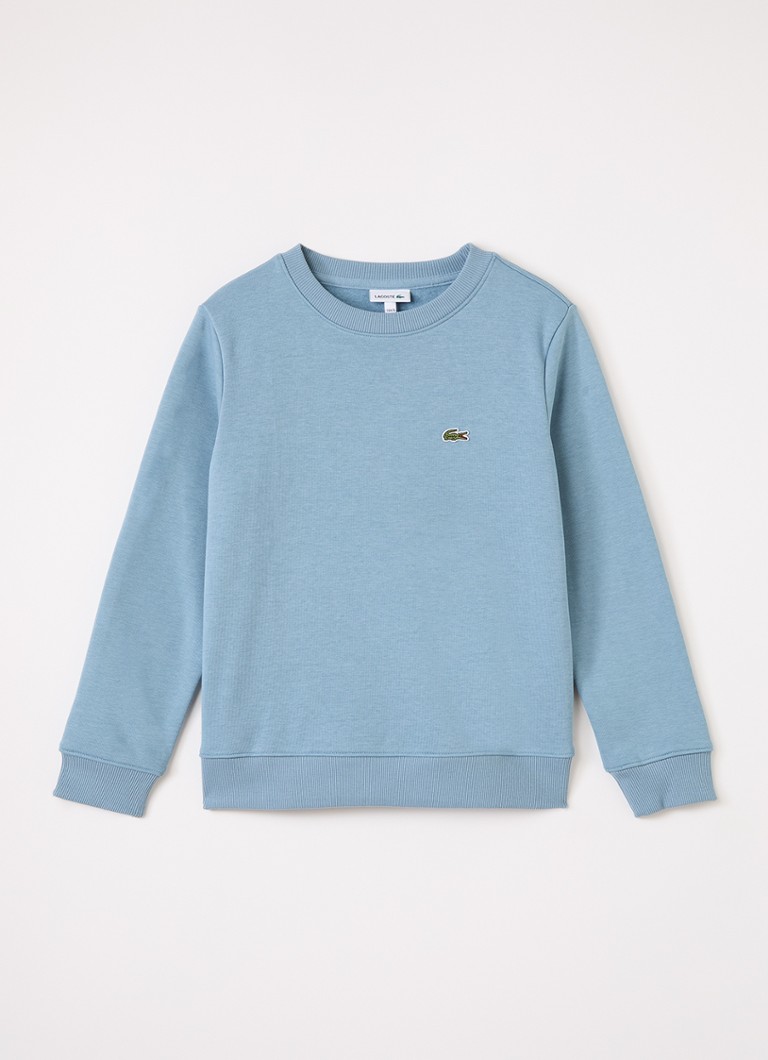 Lacoste Jongens Sweater met logoborduring in de kleur Lichtblauw, maat: 16J=176