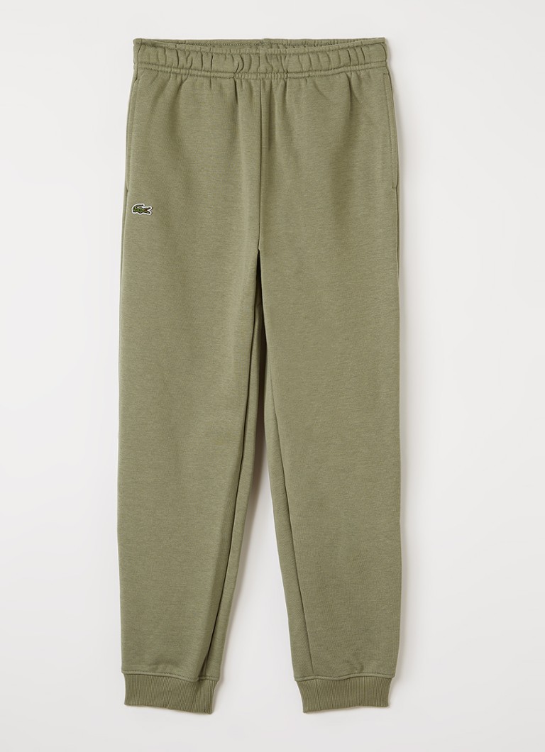 Lacoste Jongens Straight fit joggingbroek met logoborduring in de kleur Olijfgroen, maat: 12J=152