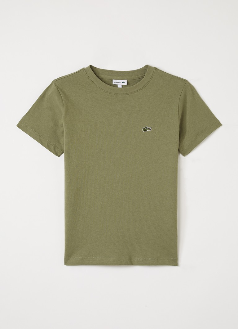Lacoste Jongens T-shirt met logoborduring in de kleur Olijfgroen, maat: 14J=164