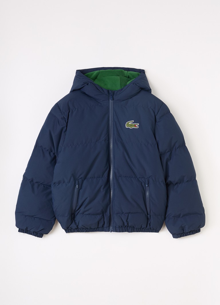 Lacoste Jongens Pufferjack met capuchon in de kleur Donkerblauw, maat: 12J=152