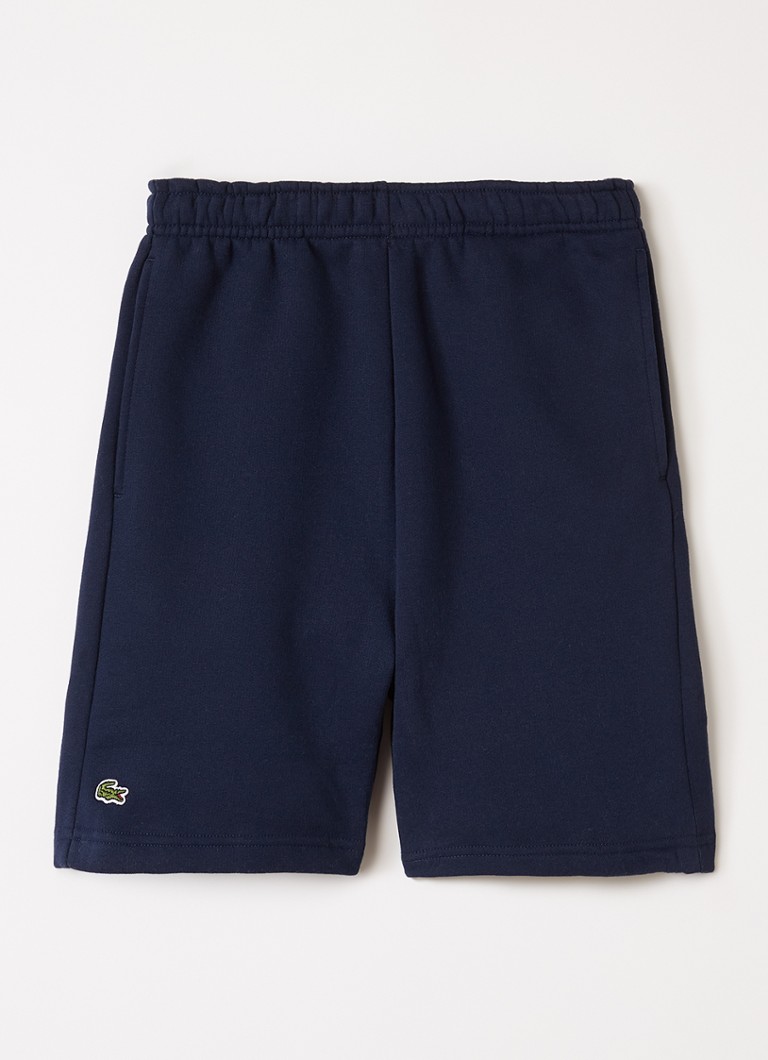 Lacoste Jongens Straight fit korte joggingbroek met logo in de kleur Donkerblauw, maat: 10J=140