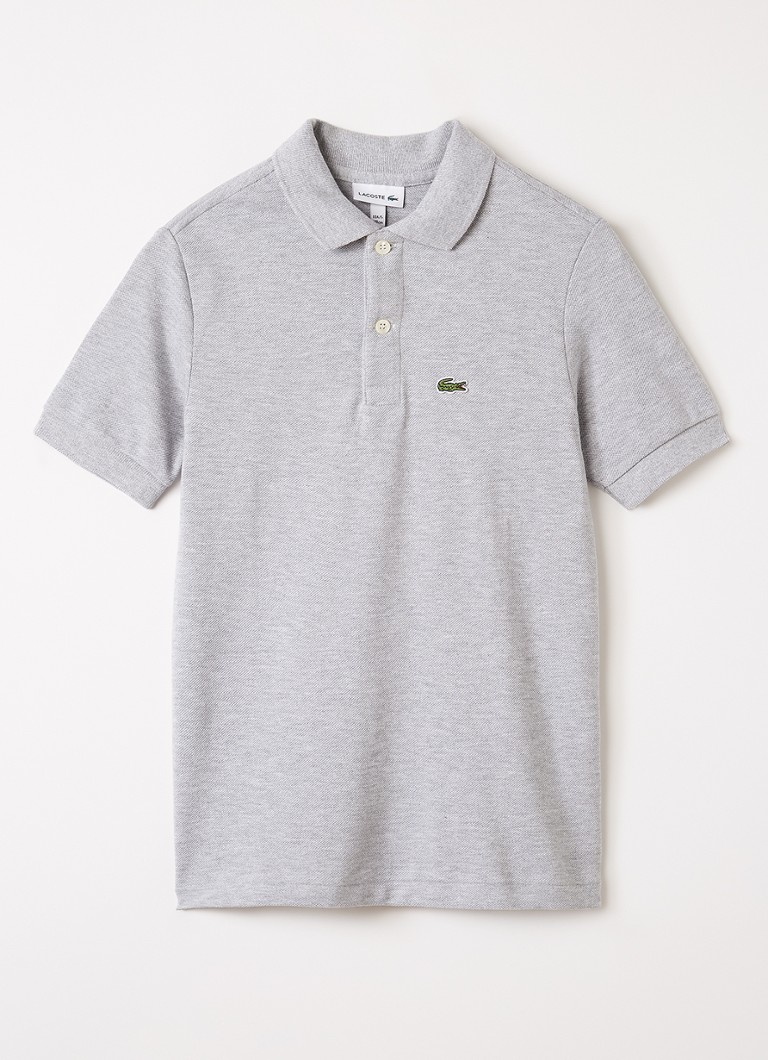 Lacoste Jongens Polo van piqué katoen met logo in de kleur Grijs, maat: 8J=128