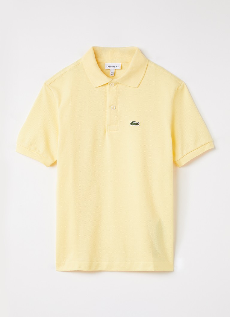 Lacoste Jongens Polo van piqué katoen met logo in de kleur Lichtgeel, maat: 10J=140