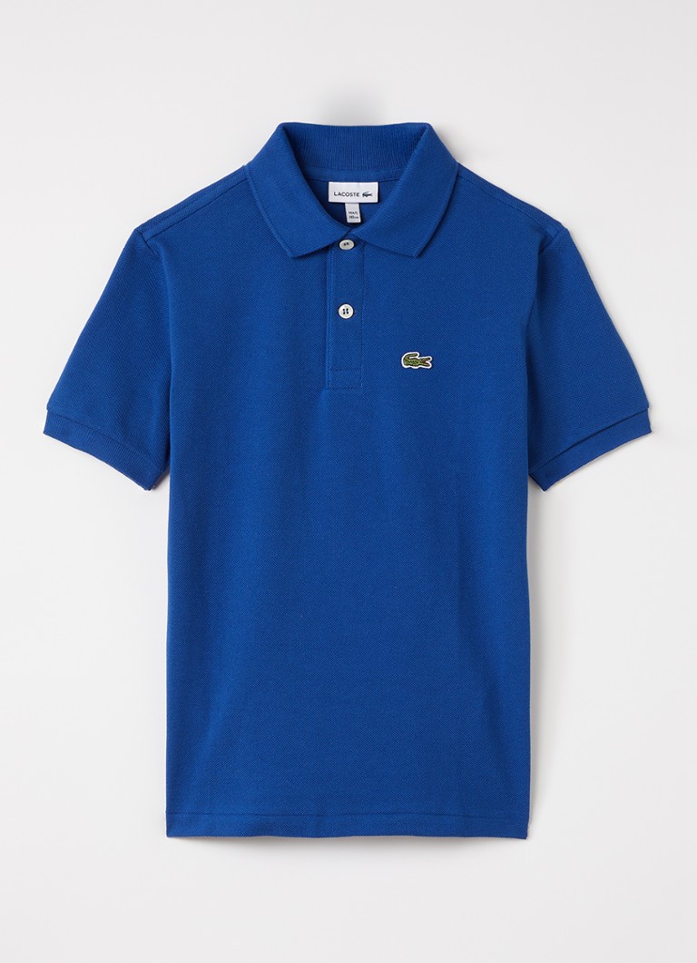 Lacoste Jongens Polo van piqué katoen met logo in de kleur Kobaltblauw, maat: 8J=128