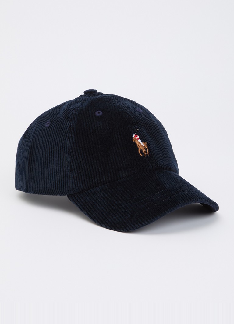 Ralph Lauren Dames Pet van corduroy met logoborduring in de kleur Donkerblauw, maat: OZ