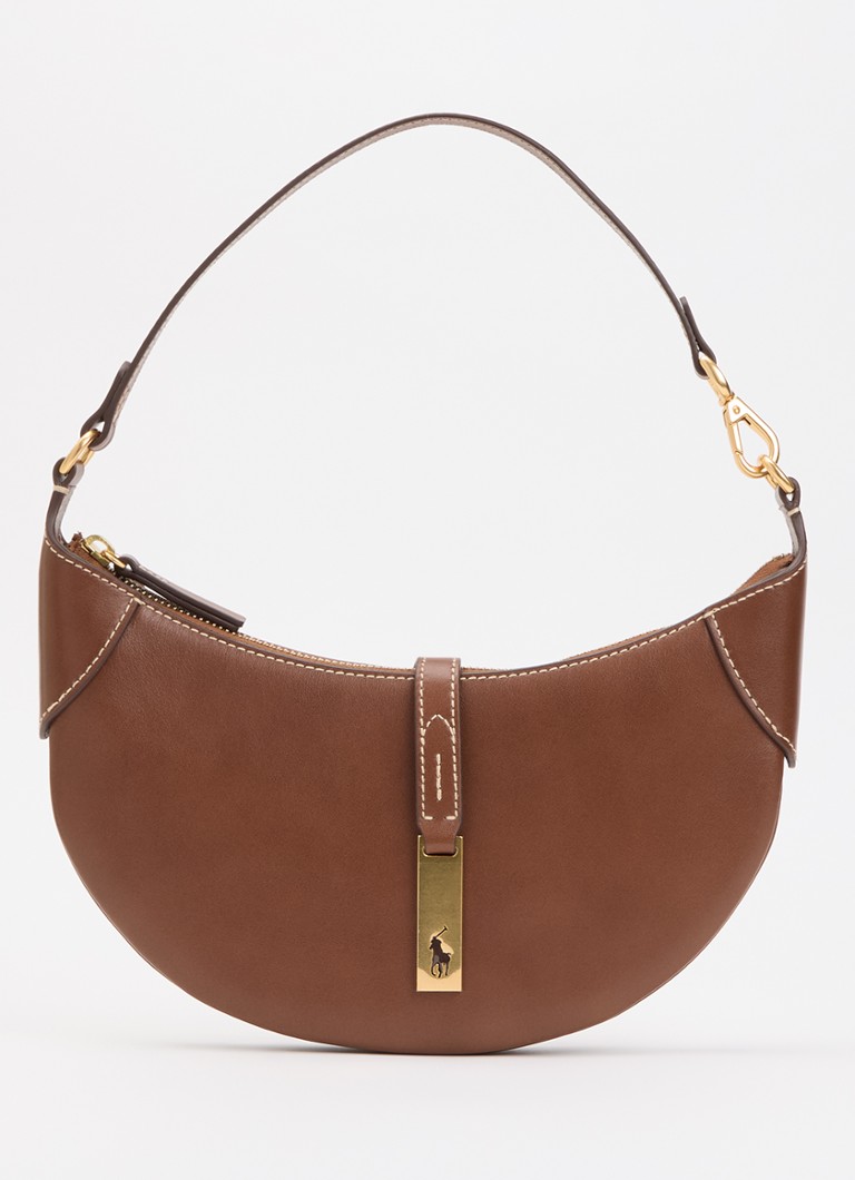Ralph Lauren Dames ID schoudertas mini van kalfsleer in de kleur Cognac, maat: OSZ