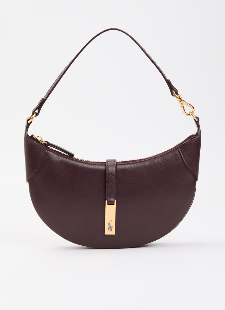 Ralph Lauren Dames Polo ID Mini schoudertas van leer in de kleur Aubergine, maat: OSZ