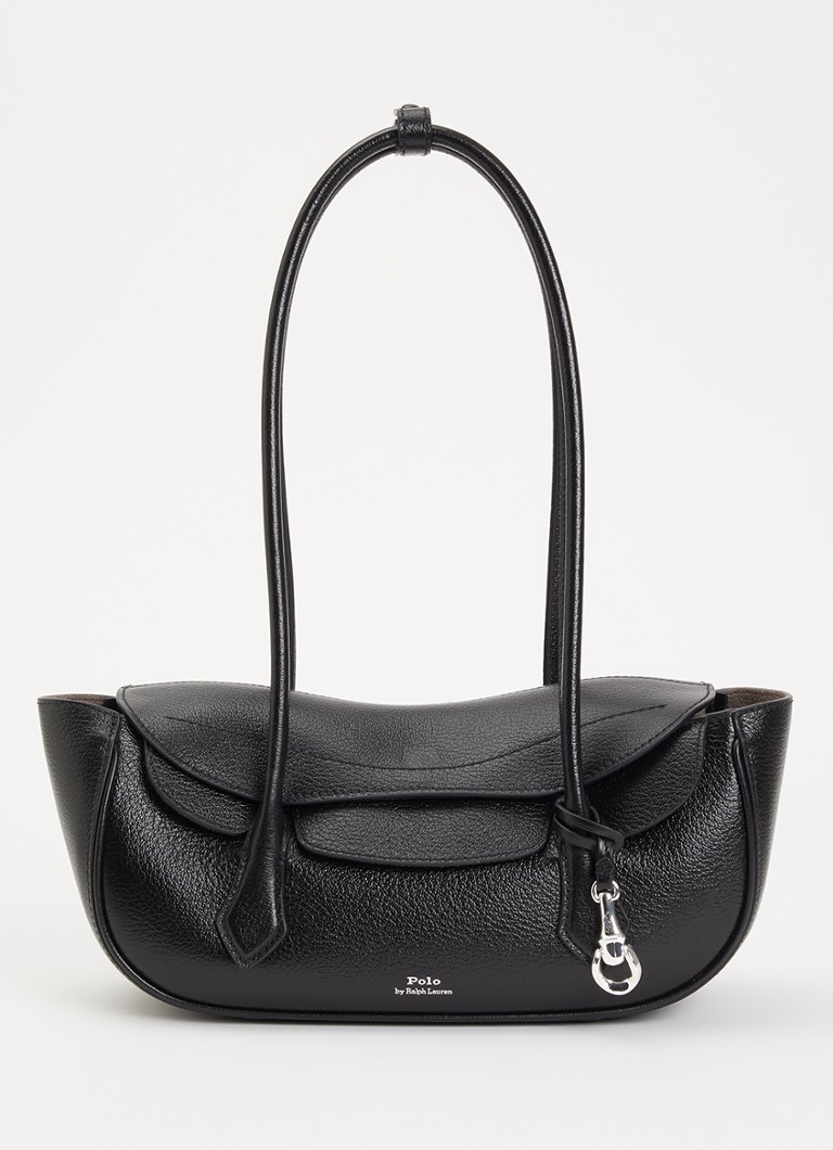 Ralph Lauren Dames Polo Blaze Small schoudertas van leer met tasbedel in de kleur Zwart, maat: OSZ