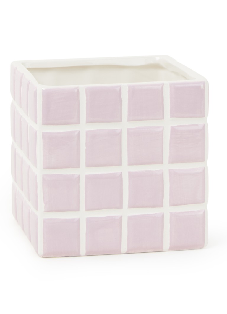 &Klevering Tile bloempot van steen voor binnen - 14 cm Lila - Deal