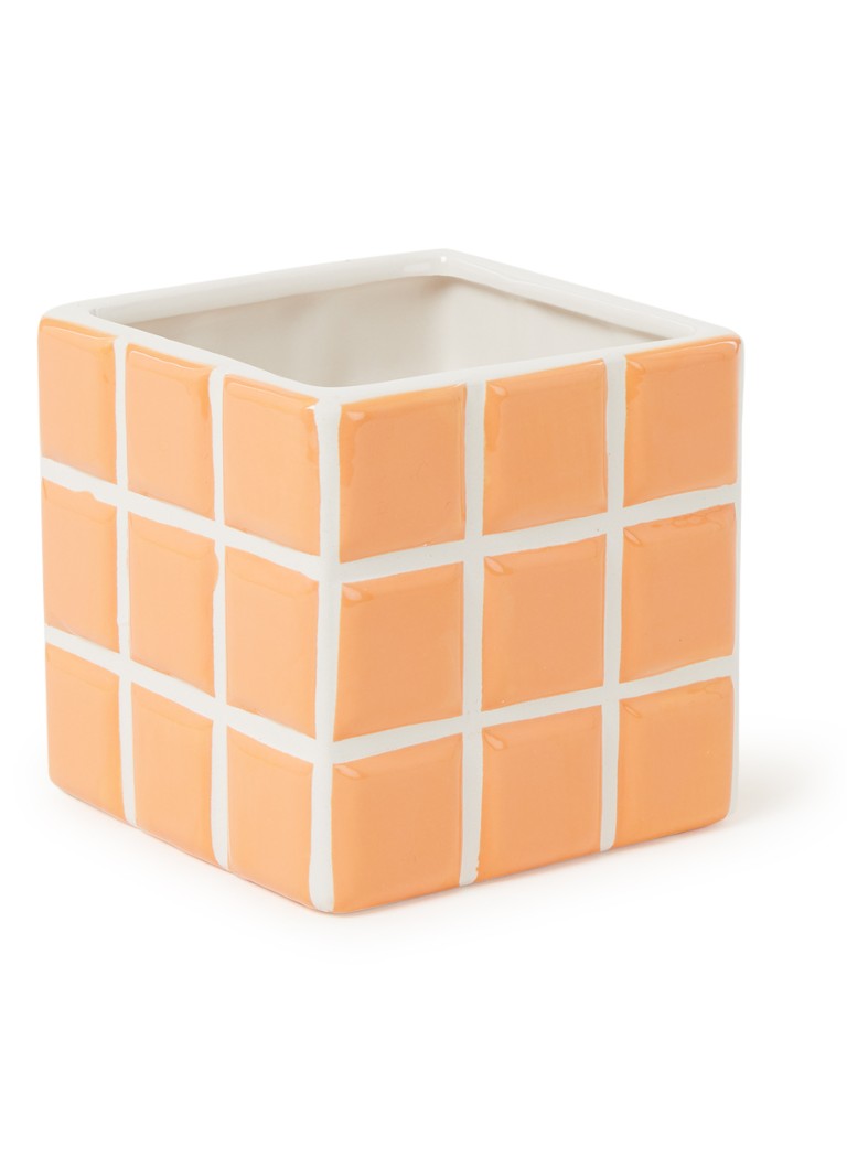 &Klevering Tile bloempot van keramiek voor binnen - 10 cm Oranje - Deal