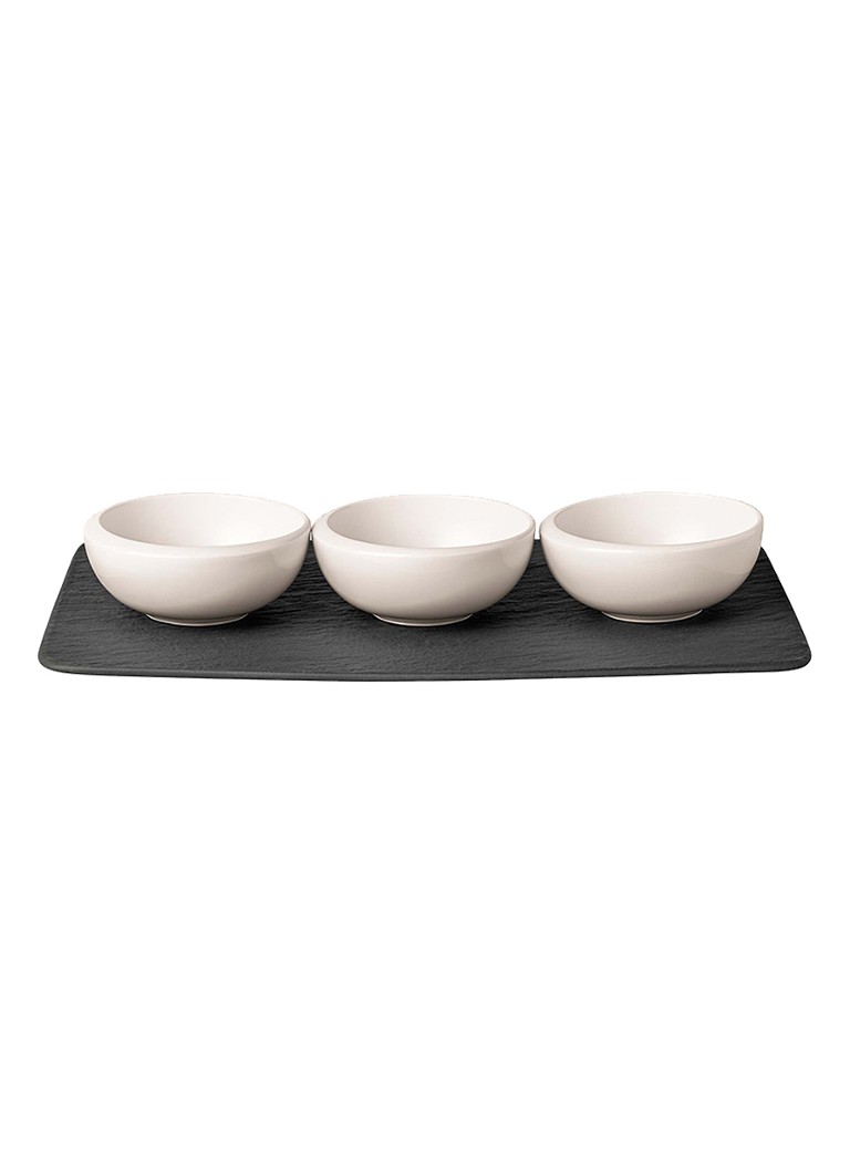 Villeroy & Boch NewMoon dipschaalset met serveerplank 4-delig Gebroken wit - Deal
