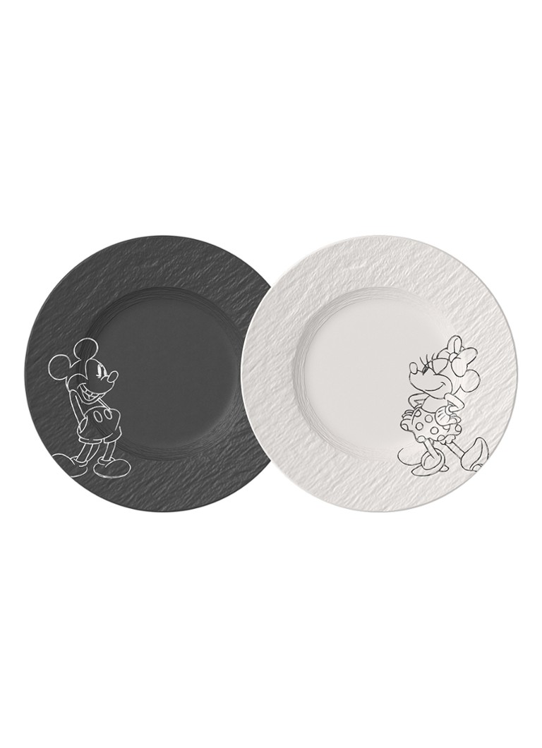 Villeroy & Boch Manufacture Rock - Mickey Mouse ontbijt-/gebaksbordje 22 cm set van 2 Zwart - Deal