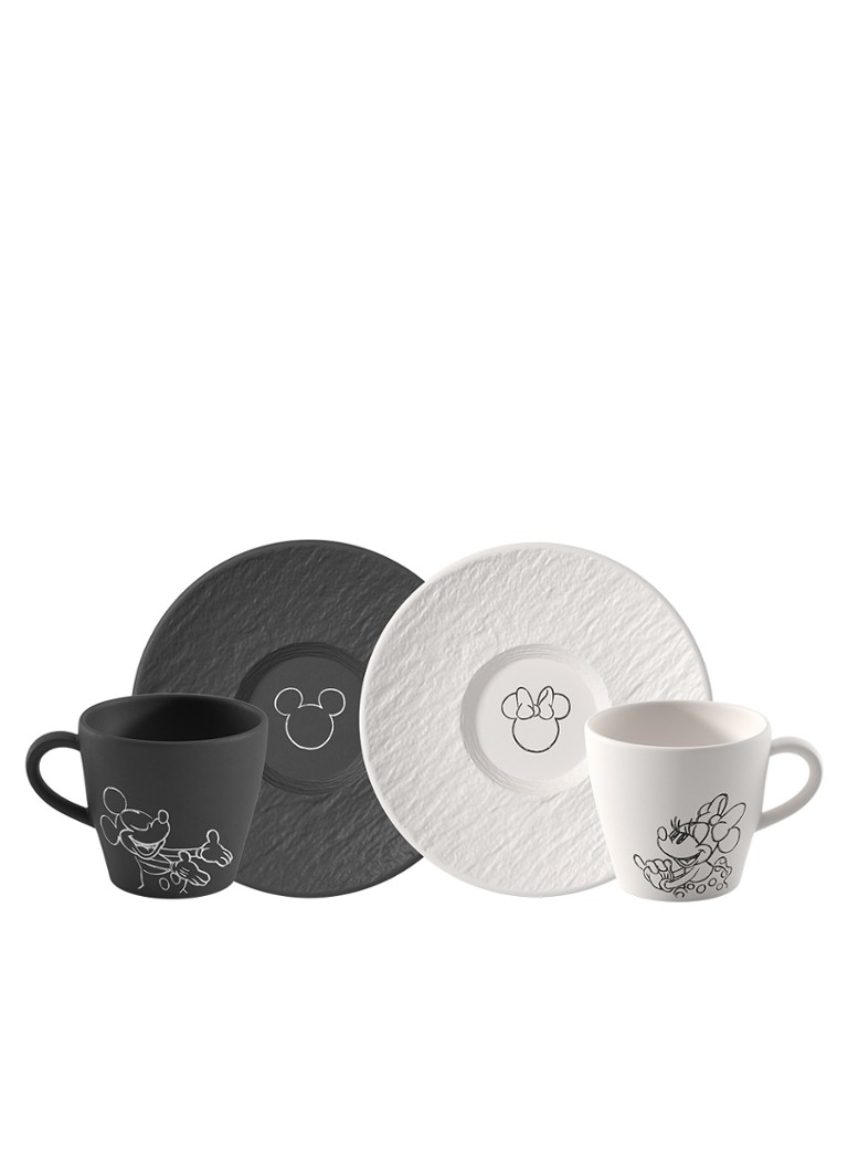 Villeroy & Boch Manufacture Rock - Mickey Mouse koffiekopje met schotel 4-delig Zwart - Deal