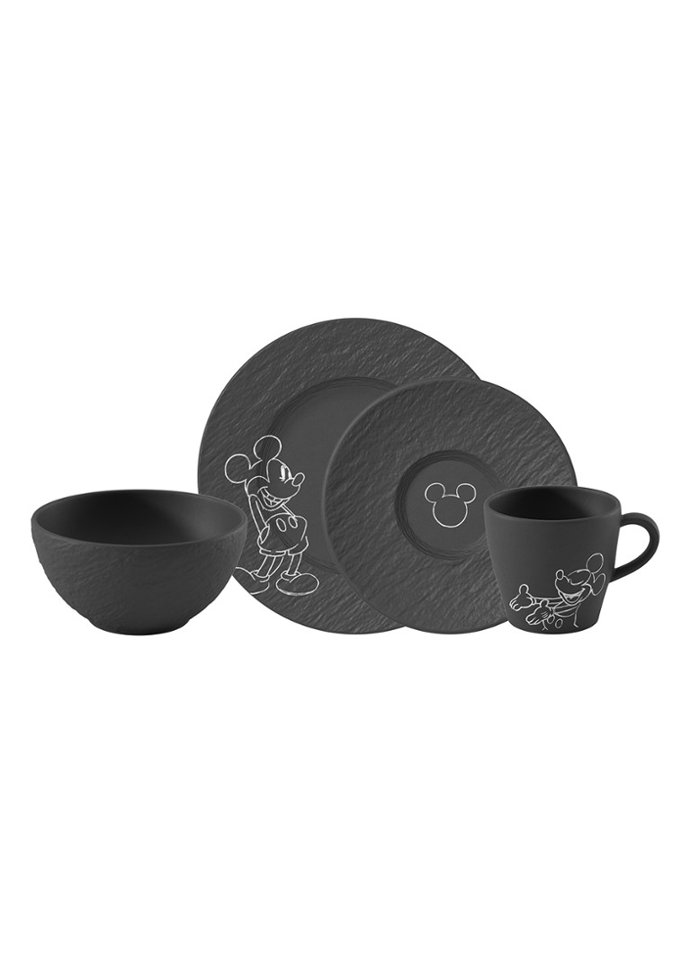 Villeroy & Boch Manufacture Rock - Mickey Mouse serviesset 4-delig Zwart - Deal