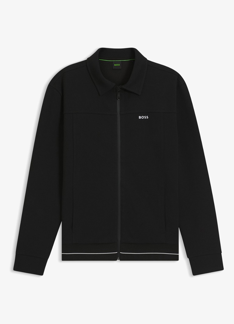 BOSS Heren SW_Member sweatvest met steekzakken in de kleur Black-001 / Zwart