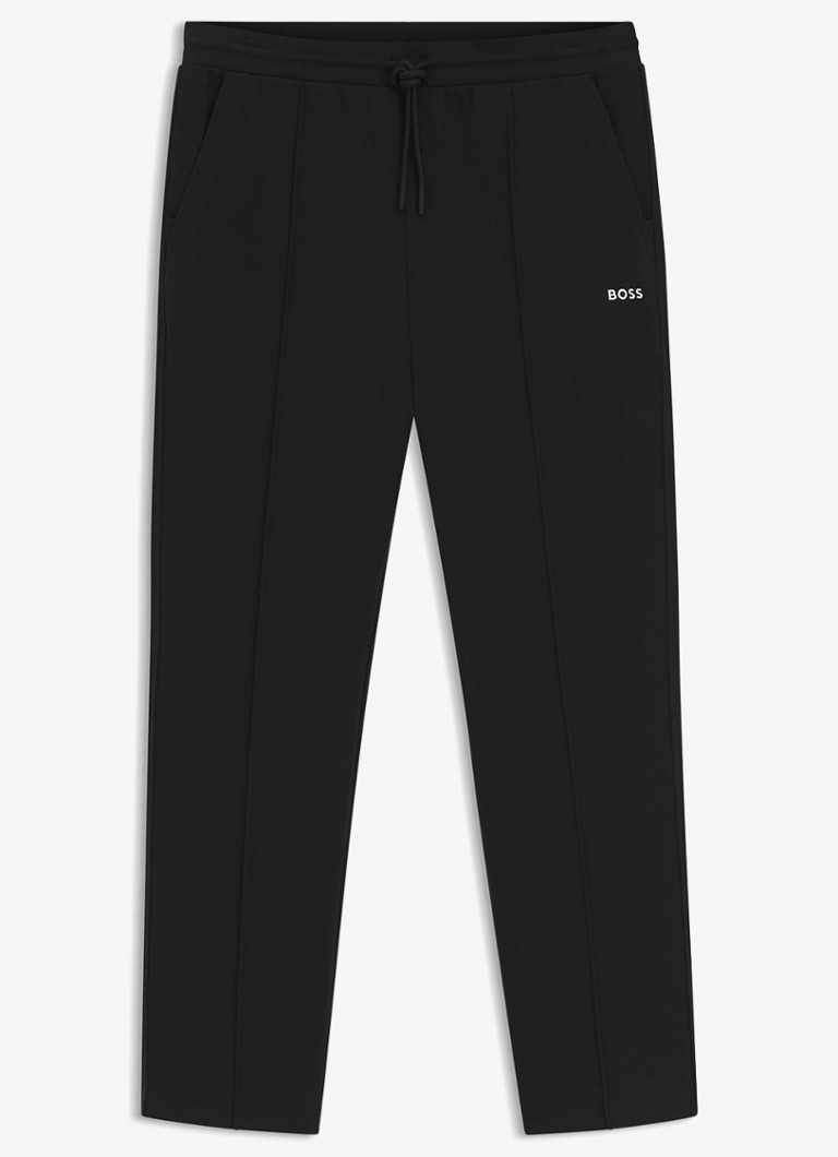 BOSS Heren JT_Member Hurley tapered fit joggingbroek met logoborduring in de kleur Black-001 / Zwart