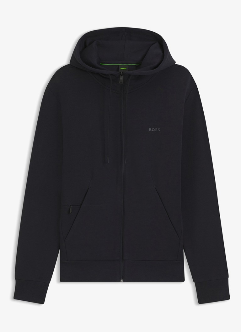 BOSS Heren Saggy sweatvest met logo in de kleur Donkerblauw