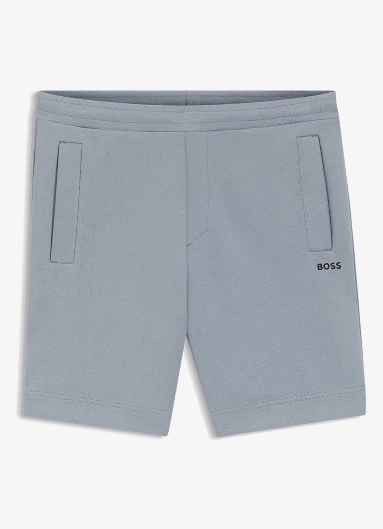 BOSS Heren Straight fit korte joggingbroek in katoenblend in de kleur Dark Grey-026