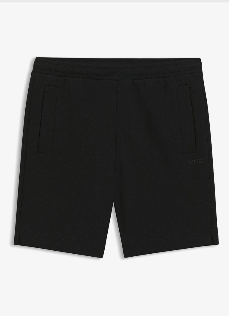 BOSS Heren Straight fit korte joggingbroek in katoenblend in de kleur Black-002