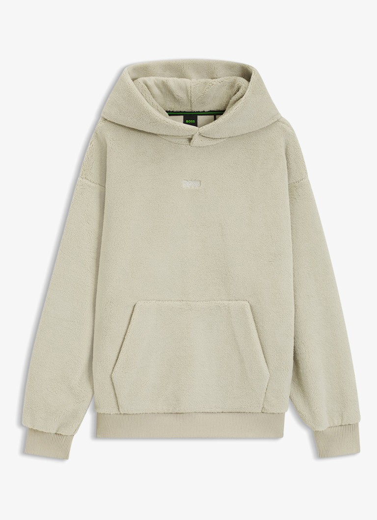 BOSS Heren Hoodie met logoborduring in de kleur Light Beige-272 / Beige