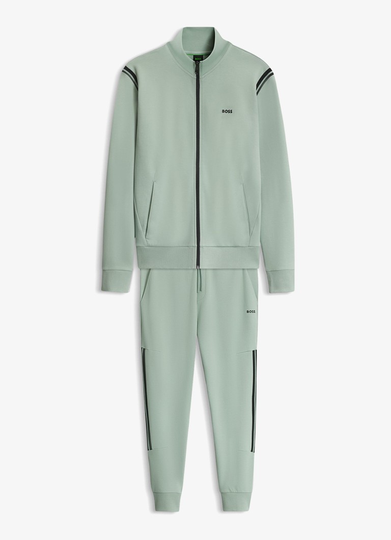 BOSS Heren Trainingspak met steekzakken en logo in de kleur Lichtgroen