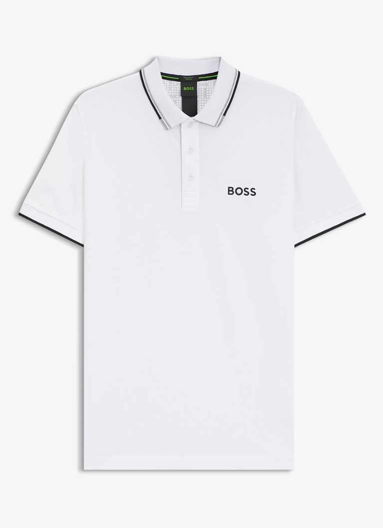 BOSS Heren Paddy regular fit polo van piqué katoen in de kleur Wit