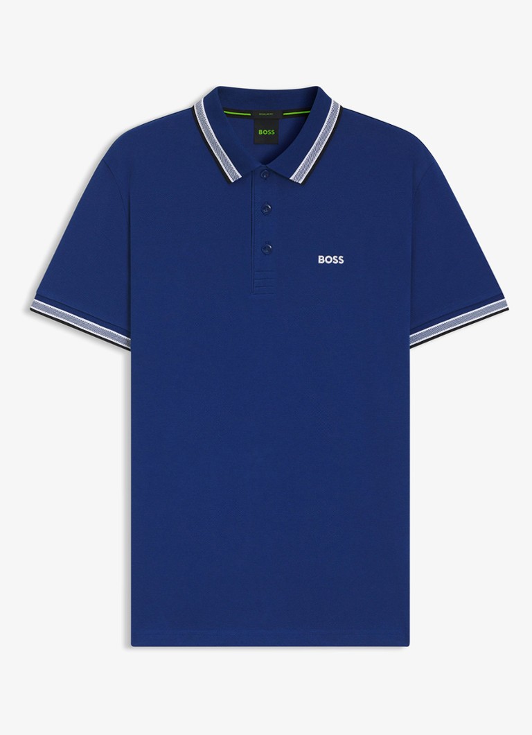 BOSS Heren Paddy-polo van katoenpiqué in de kleur Medium Blue-420 / Blauw