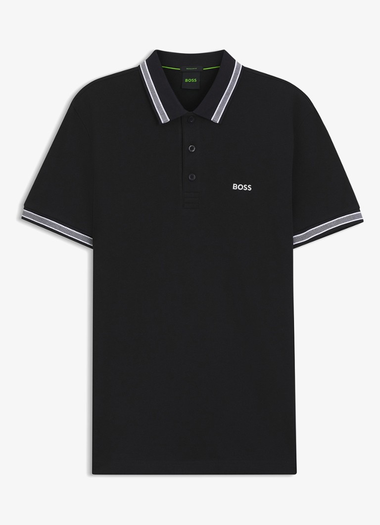 BOSS Heren Paddy-polo van katoenpiqué in de kleur Dark Blue-402 / Blauw