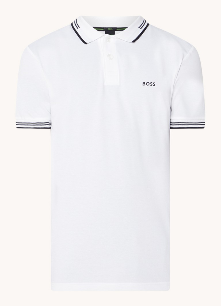 BOSS Heren Paul slim fit polo van piqué katoen met logo in de kleur Wit