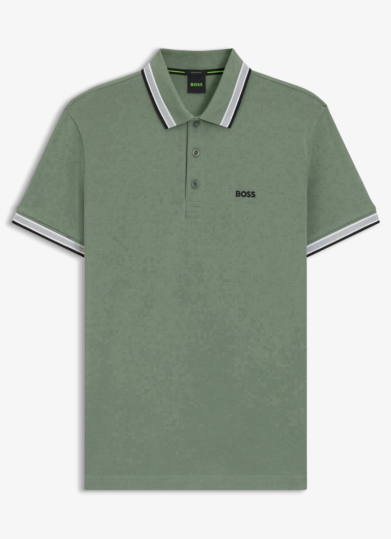 BOSS Heren Paddy-polo van katoenpiqué in de kleur Mint