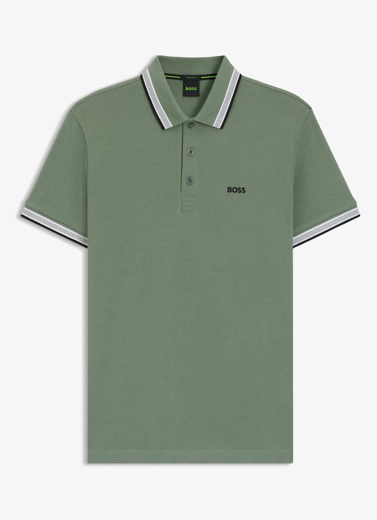 BOSS Heren Paddy-polo van katoenpiqué in de kleur Open Green-359 / Groen