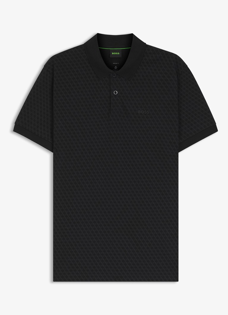 BOSS Heren Regular fit polo met structuur in de kleur Zwart