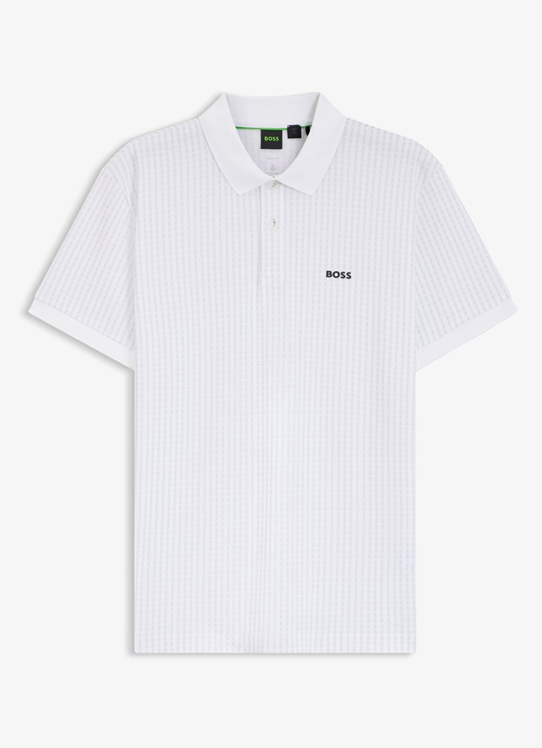 BOSS Heren Polo van piqué katoen met logo in de kleur Wit