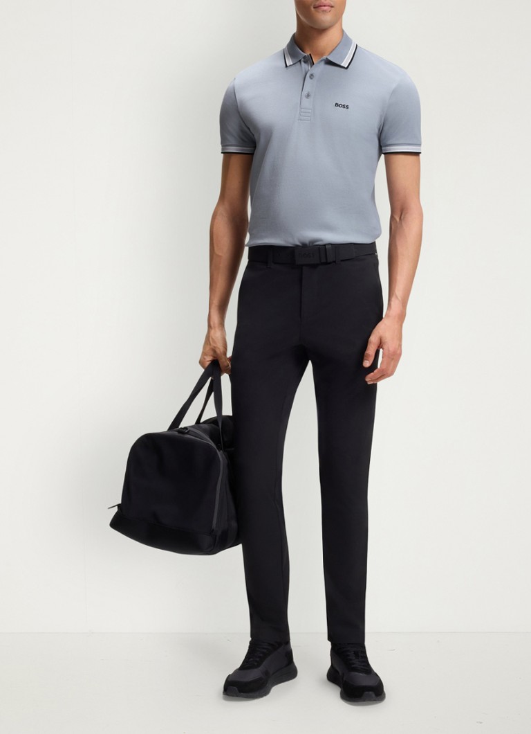 BOSS Heren Paddy-polo van katoenpiqué in de kleur Dark Grey-025 / Grijs