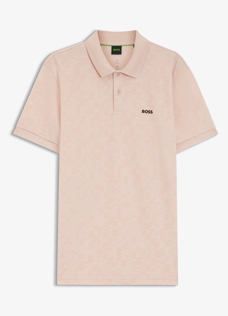 BOSS Heren Regular fit polo met logoprint in de kleur Zalmroze