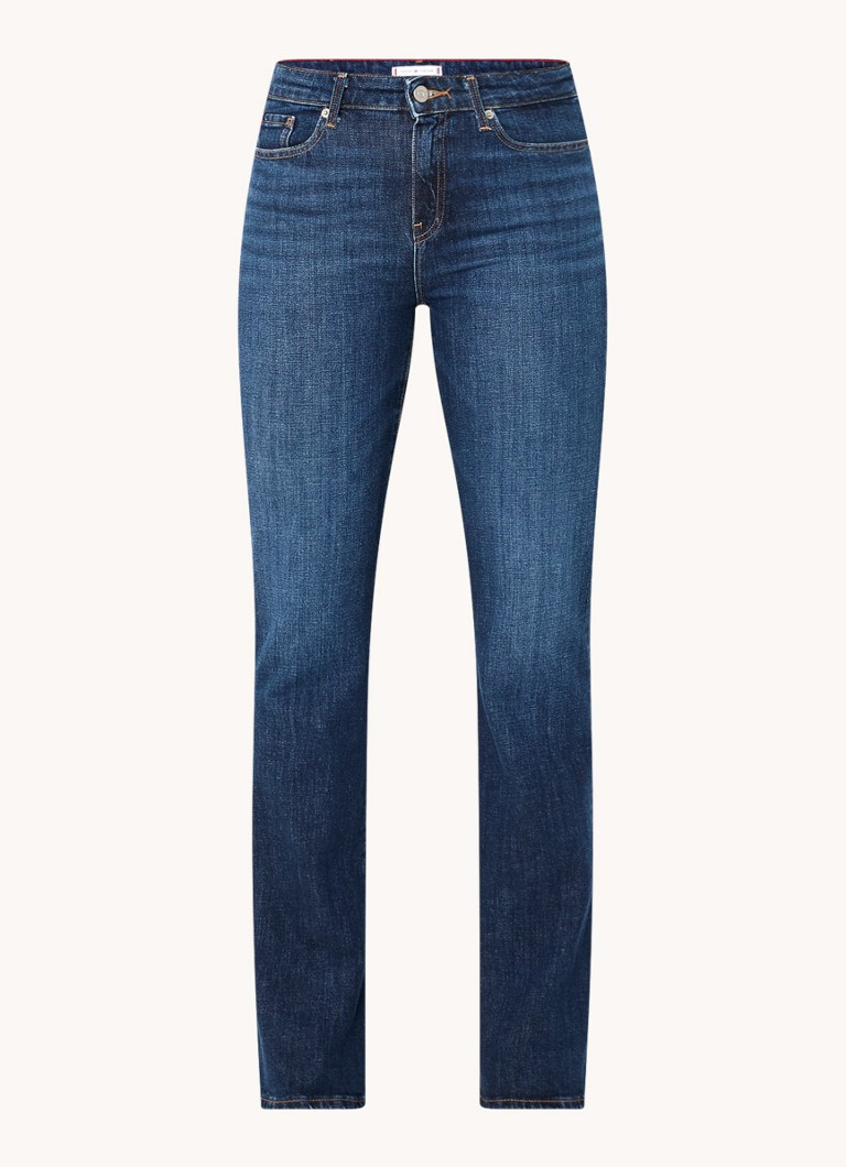 Tommy Hilfiger Dames Mid waist bootcut jeans met donkere wassing in de kleur Indigo