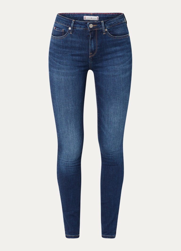 Tommy Hilfiger Dames Como mid waist skinny jeans met donkere wassing in de kleur Indigo