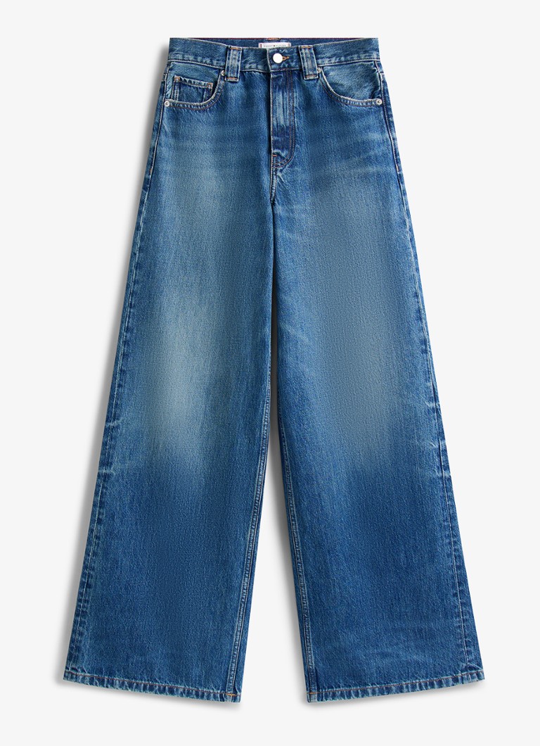 Tommy Hilfiger Dames 70s high waist wide leg jeans met steekzakken in de kleur Blauw