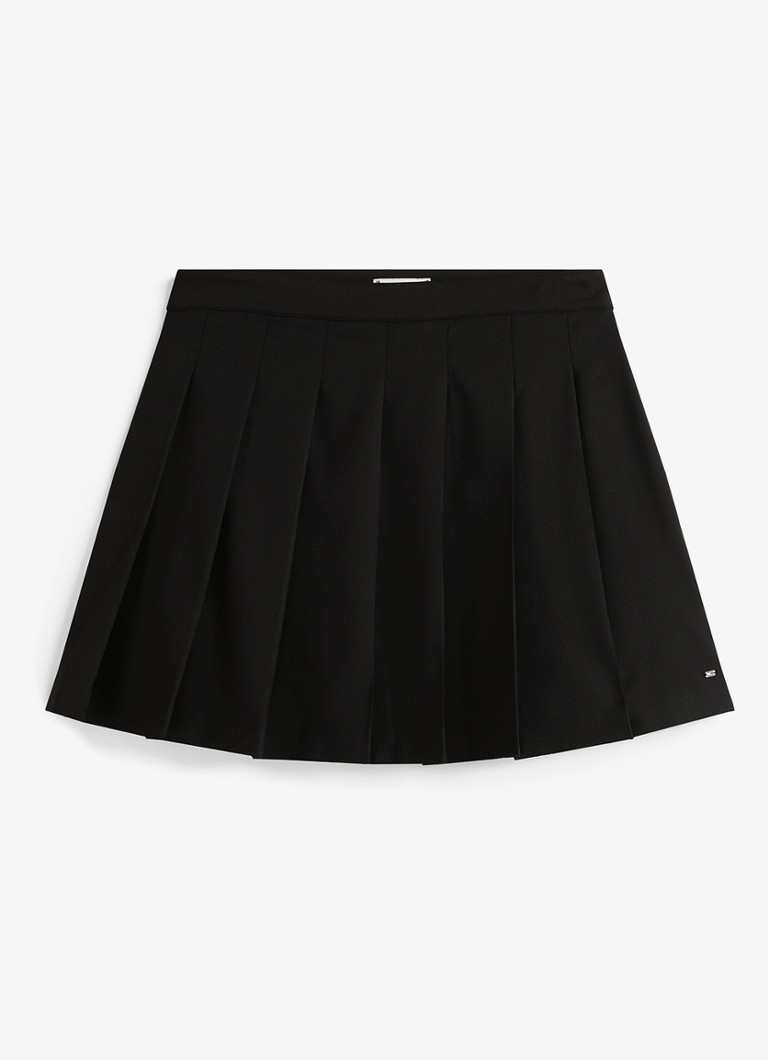 Tommy Hilfiger Dames Timeless minirok in wolblend met plooien in de kleur Zwart