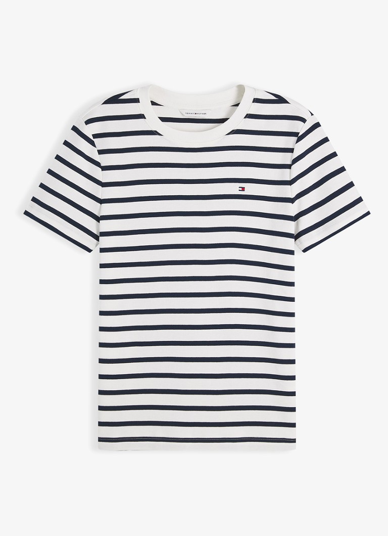 Tommy Hilfiger Dames T-shirt met streepprint in de kleur Breton Ecru Dark Night / Donkerblauw