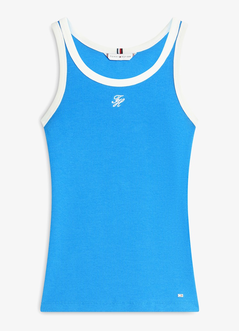 Tommy Hilfiger Dames Tanktop met logoborduring in de kleur Blauw
