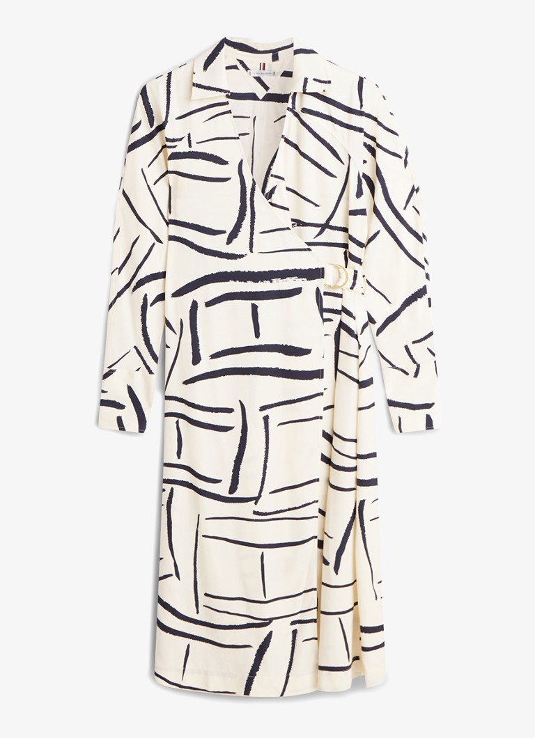 Tommy Hilfiger Dames Wikkeljurk met grafische print in de kleur Multicolor