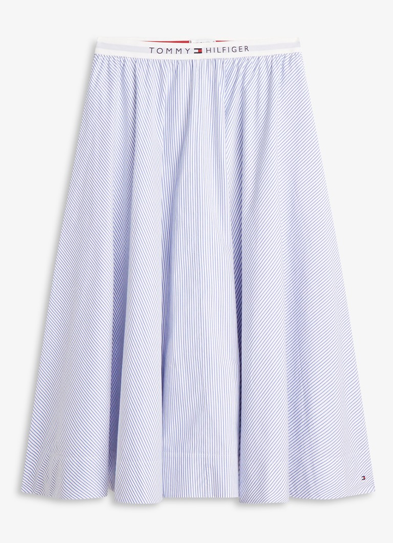 Tommy Hilfiger Dames Poplin midi rok met plooien in de kleur Lichtblauw