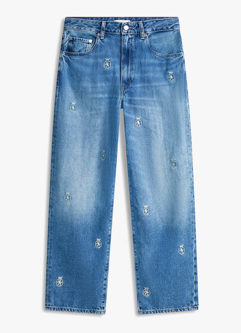 Tommy Hilfiger Dames Mid waist straight fit jeans met logoprint in de kleur Denim